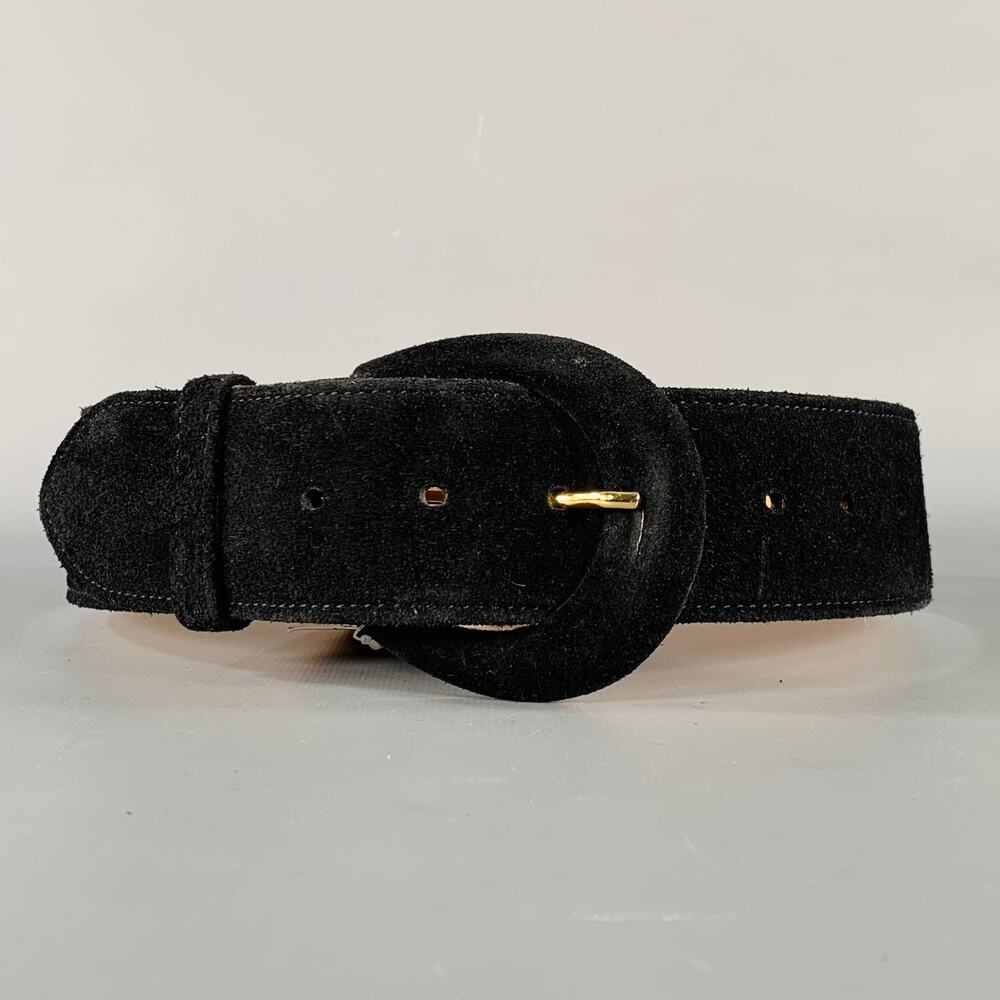 GIORGIO ARMANI Black Suede Covered Buckle Belt